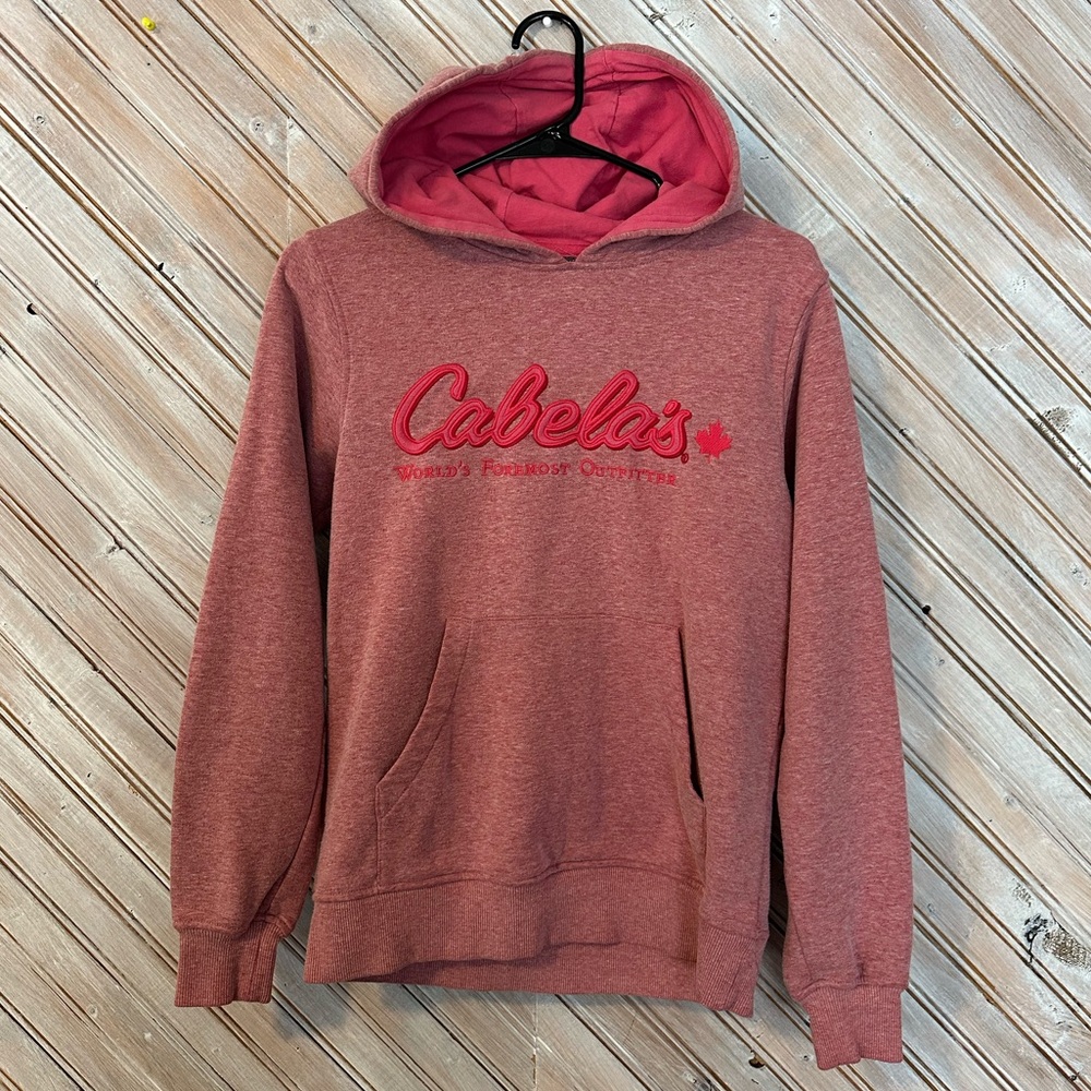 Cabela's Warm Outdoor Pink Embroidered Logo Pullover Hoodie